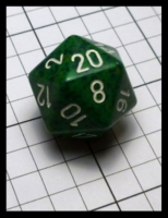Dice : Dice - 20D - Chessex Green and Blue Speckle with White Numerals - POD Aug 2015